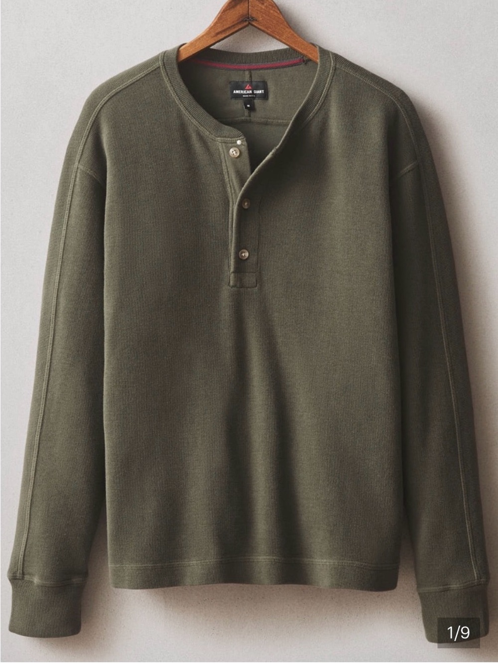 NWOT American Giant Olive Green Henley